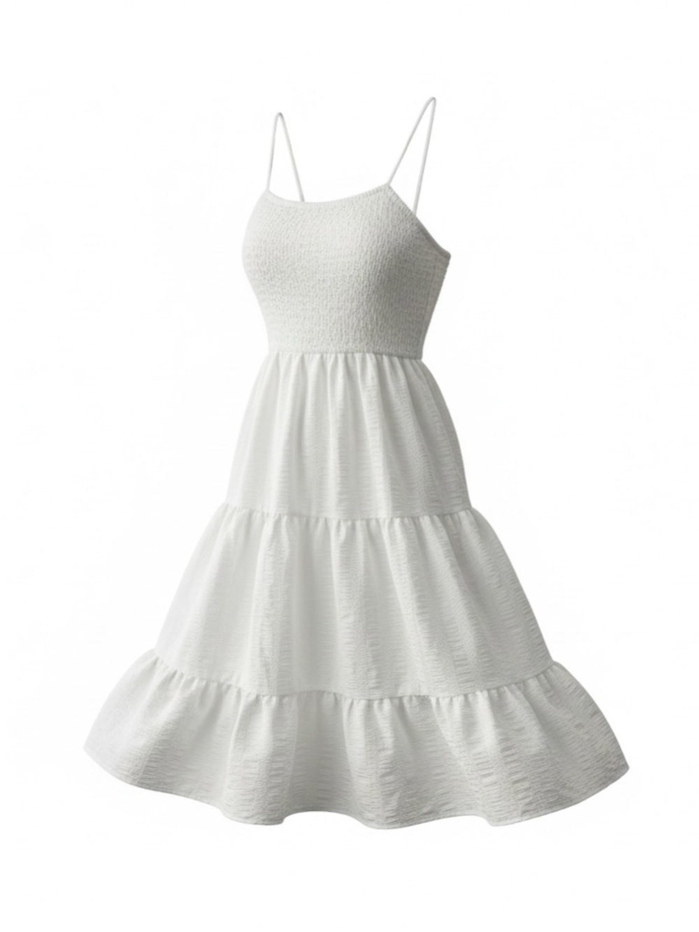 Liberty Love White Smocked Tiered Mini Dress